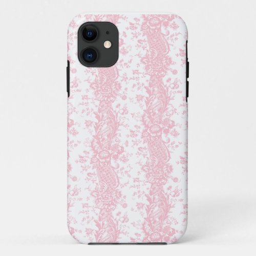 Antique Pink and White Toile Wallpaper iPhone 11 Case