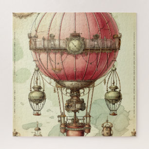 Antique Pink Balloon Airship Victorian Jigsaw Puzzle
