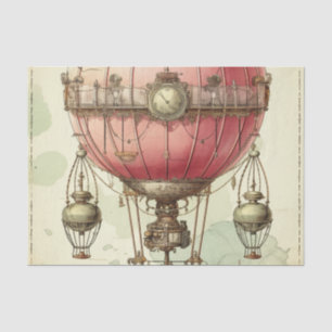 Antique Pink Balloon Airship Victorian Tissue Paper