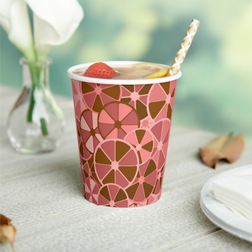 Antique Pink Citrus Slice Print Paper Cup