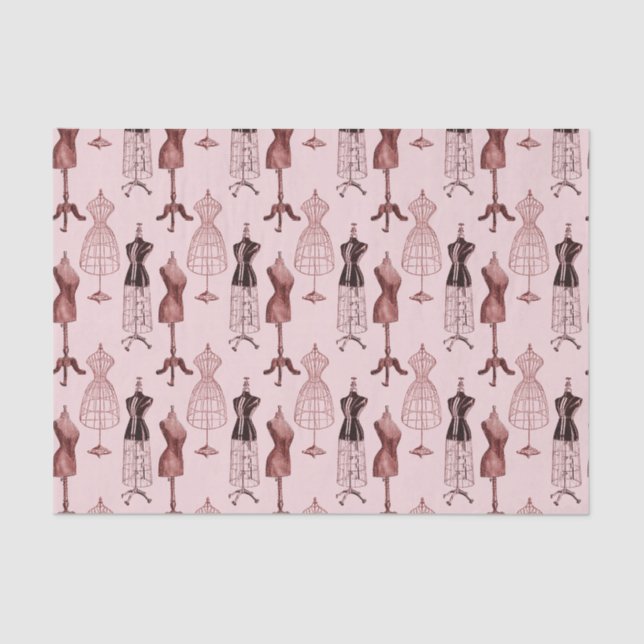 Antique Pink Dress Forms Tissue Paper (Front)