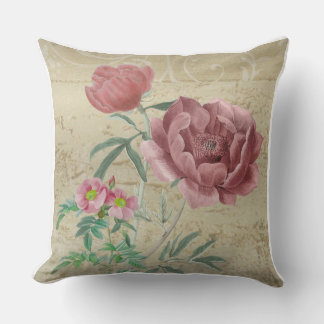 Antique Pink Floral Cushion | Elegant Cottage Gard