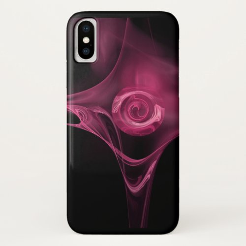 ANTIQUE PINK FRACTAL ROSE iPhone X CASE
