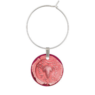 ANTIQUE PINK GRAPES AND GRAPE WINE GLASS CHARM