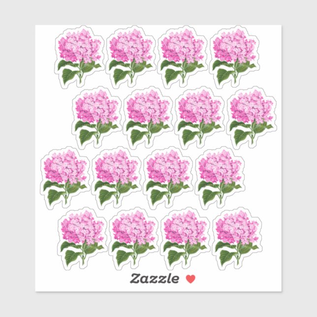 Antique Pink Hydrangea Blossom Stickers (Sheet)