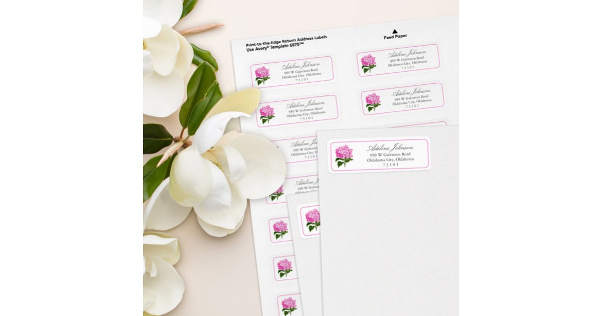 Hydrangea Label Antique Pink Hydrangea Return Address Label | Zazzle