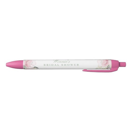 Antique Pink Rose Black Ink Pen