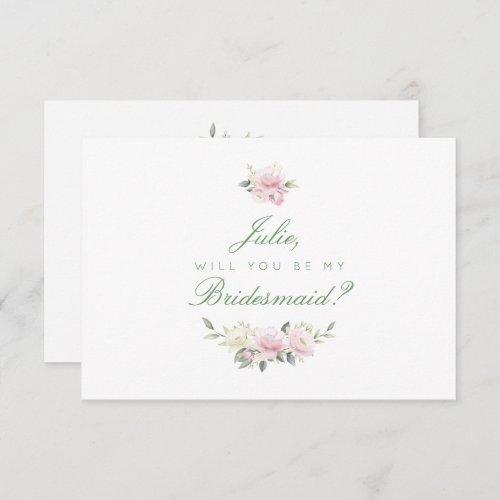 Antique Pink Rose Bridesmaid Card