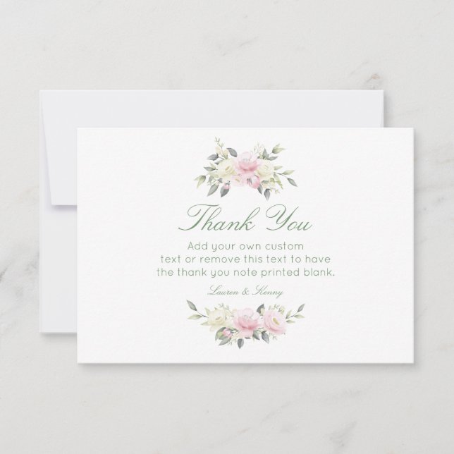 Antique Pink Rose Thank You Cards (Front)