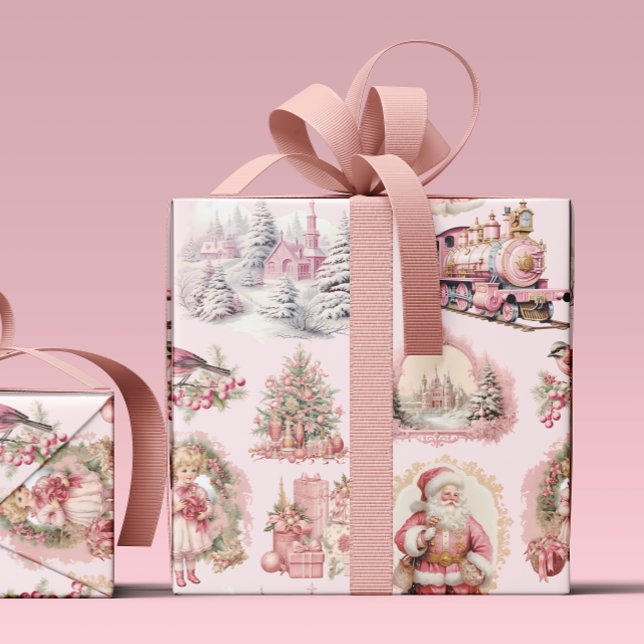 Antique Pink Victorian Christmas Wrapping Paper (Creator Uploaded)