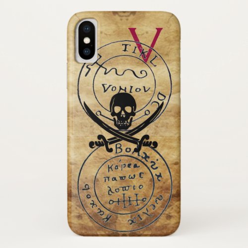 ANTIQUE  PIRATES TREASURE MAP SKULL AND SWORDS iPhone XS CASE