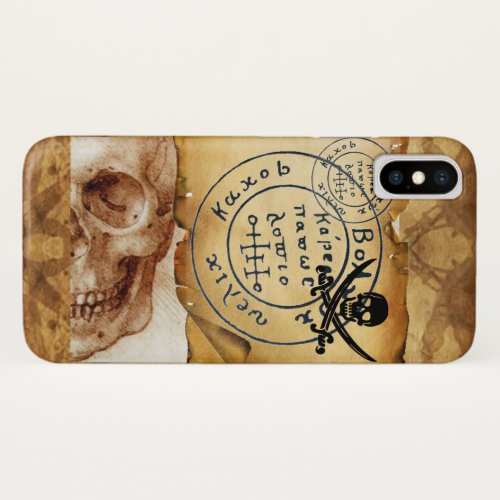 ANTIQUE  PIRATES TREASURE MAP SKULL AND SWORDS iPhone X CASE