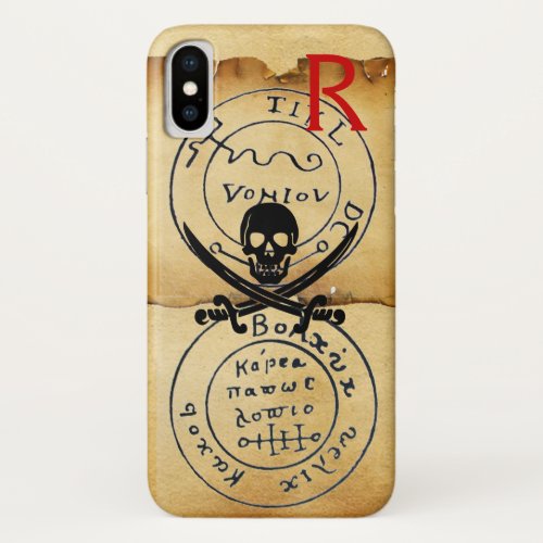 ANTIQUE  PIRATES TREASURE MAP SKULL AND SWORDS iPhone X CASE