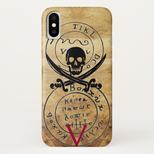 ANTIQUE  PIRATES TREASURE MAP SKULL AND SWORDS iPhone X CASE