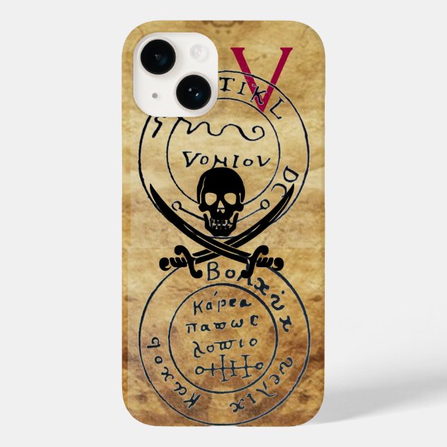 ANTIQUE  PIRATES TREASURE MAP ,SKULL AND SWORDS Case-Mate iPhone CASE (Back)