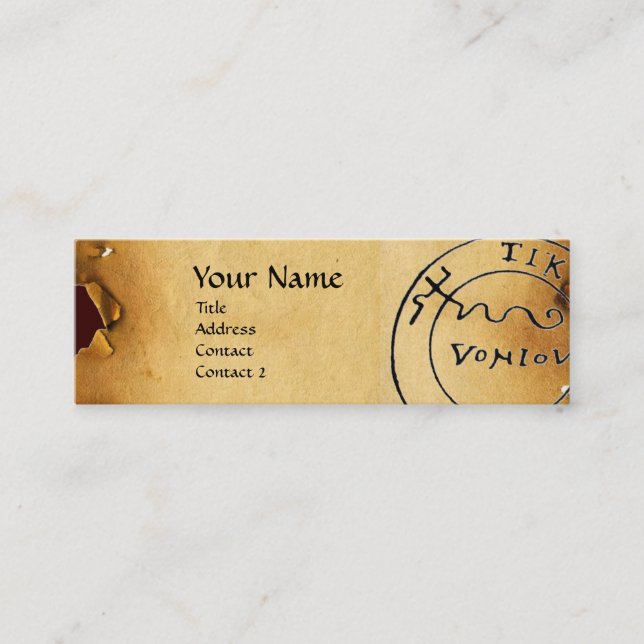 ANTIQUE  PIRATES TREASURE MAP ,SKULL AND SWORDS MINI BUSINESS CARD (Front)