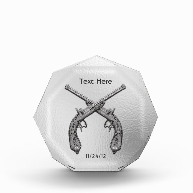 Antique Pistols Crystal Trophy Award (Front)