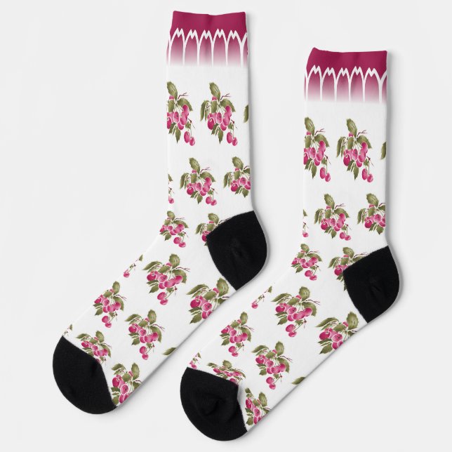 Antique Plate & Café au Lait Bol Socks | Cherry (Left)