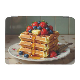 Antique Plate of Waffles with Strawberries iPad Mini Cover