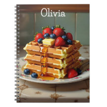 Antique Plate of Waffles with Strawberries