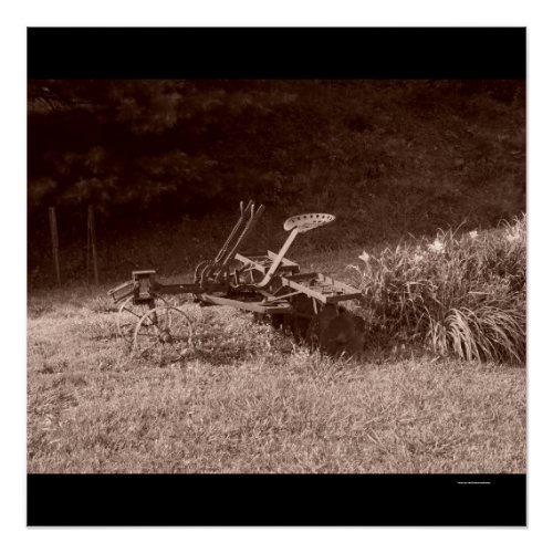 Antique Plow in Sepia Poster