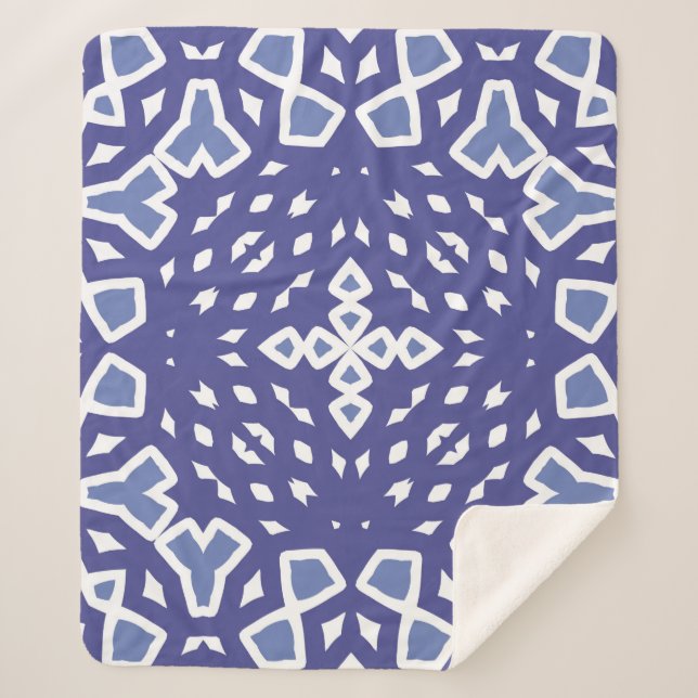 Antique portuguese azulejo ceramic. original sherpa blanket (Front)