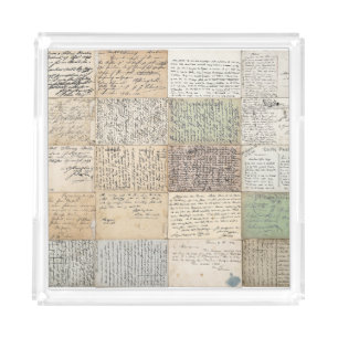 Antique Postcards French Vintage Background Acrylic Tray