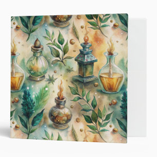 Antique Potion Bottles Green Amber Botanical 3 Ring Binder