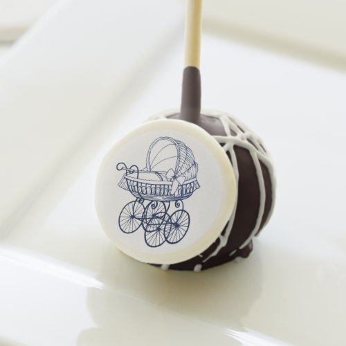 Antique Pram Baby Shower Navy Blue Cake Pops