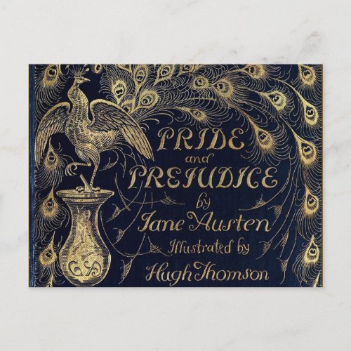 Antique Pride and Prejudice Peacock Edition Cover Postcard