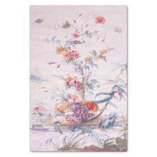 Antique Print Chinoiserie  Floral Tissue Paper