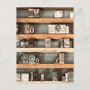 antique printing block stamps postcard