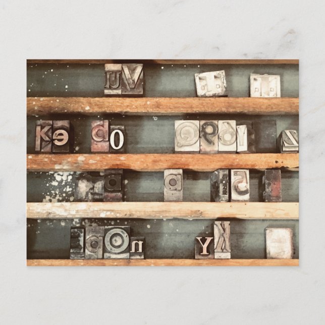 antique printing block stamps postcard (Front)