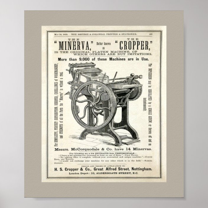 Antique Printing Press Poster Art
