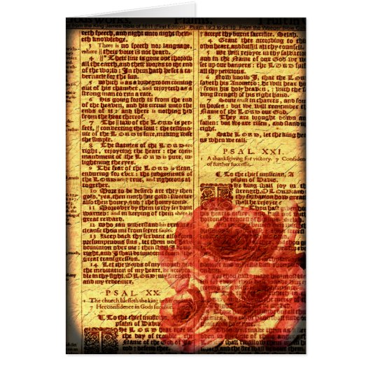 Antique Psalms & Roses Card (Front)