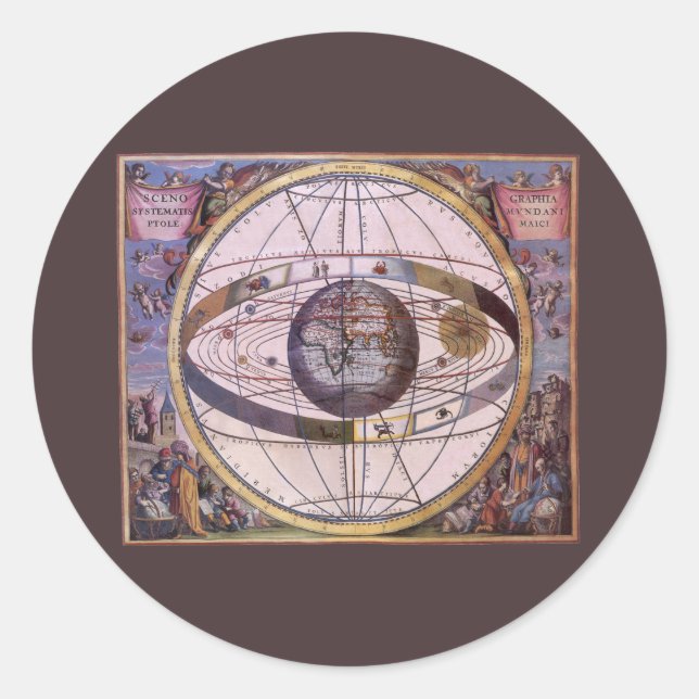 Antique Ptolemaic Solar System, Andreas Cellarius Classic Round Sticker (Front)