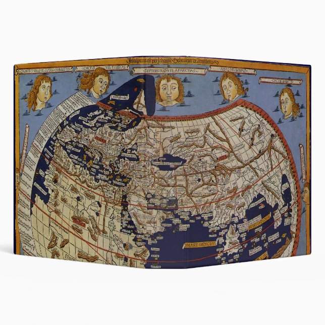 Antique Ptolemaic World Map, Johannes of Arnsheim 3 Ring Binder (Background)