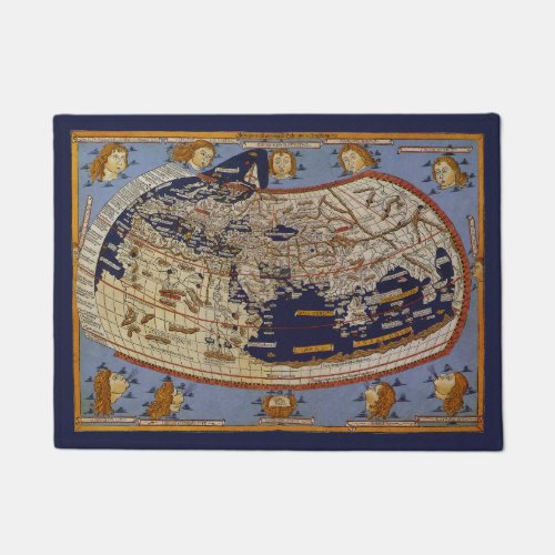 Antique Ptolemaic World Map Johannes of Arnsheim Doormat