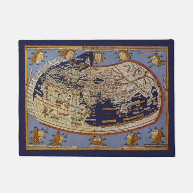 Antique Ptolemaic World Map, Johannes of Arnsheim Doormat Zazzle