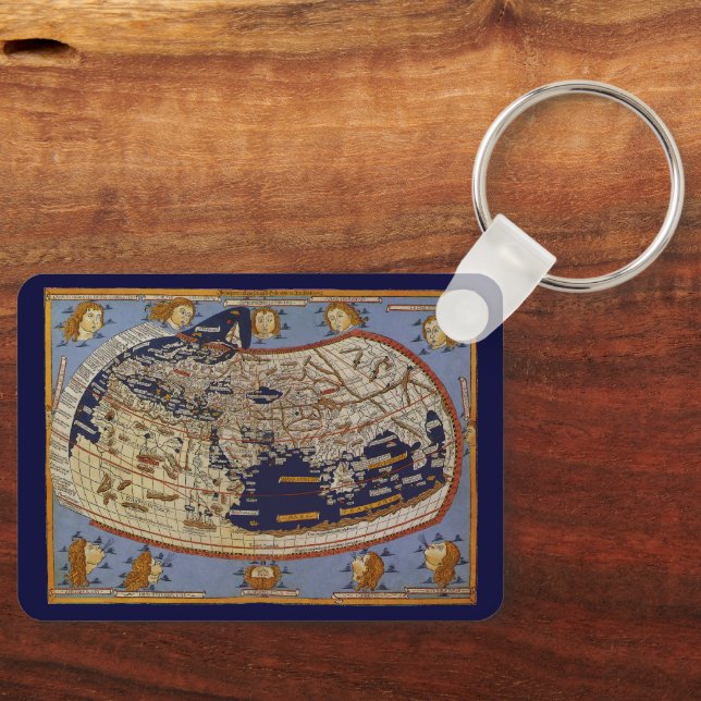 Antique Ptolemaic World Map, Johannes of Arnsheim Keychain (Front)