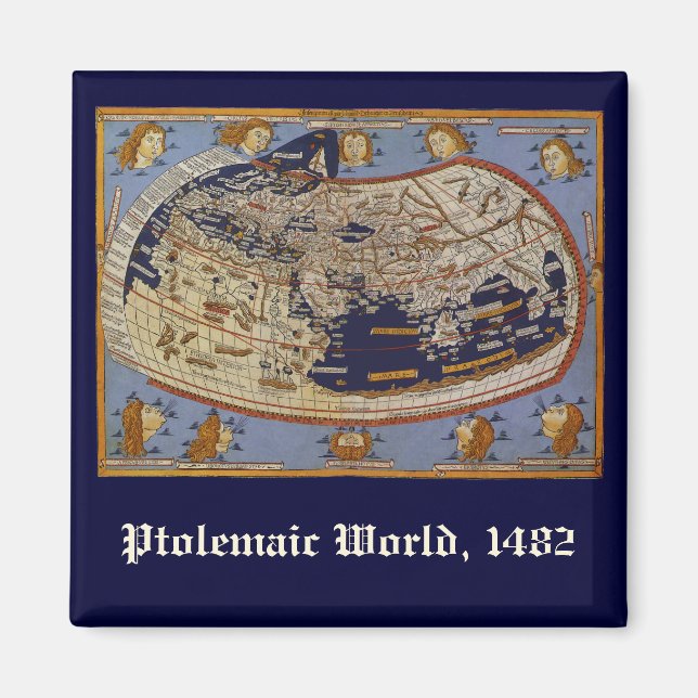 Antique Ptolemaic World Map, Johannes of Arnsheim Magnet (Front)