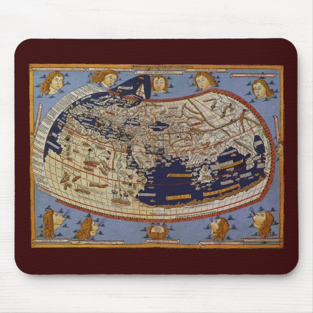 Antique Ptolemaic World Map, Johannes of Arnsheim Mouse Pad (Front)
