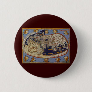 Antique Ptolemaic World Map, Johannes of Arnsheim Pinback Button