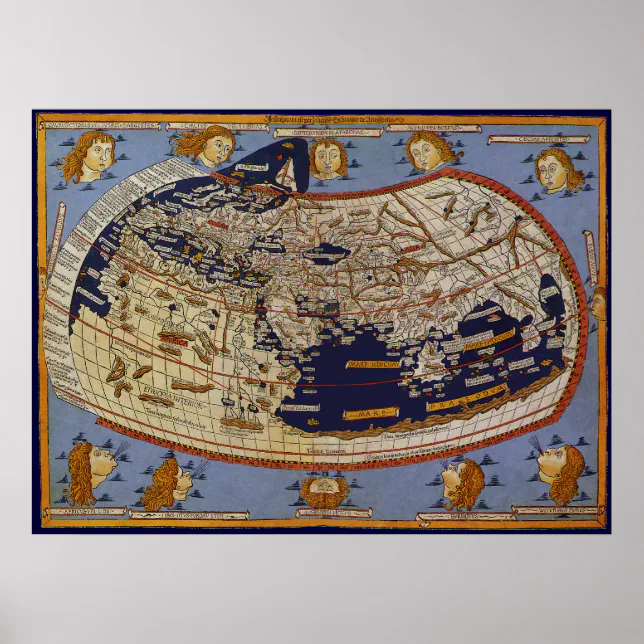 Antique Ptolemaic World Map, Johannes of Arnsheim Poster | Zazzle