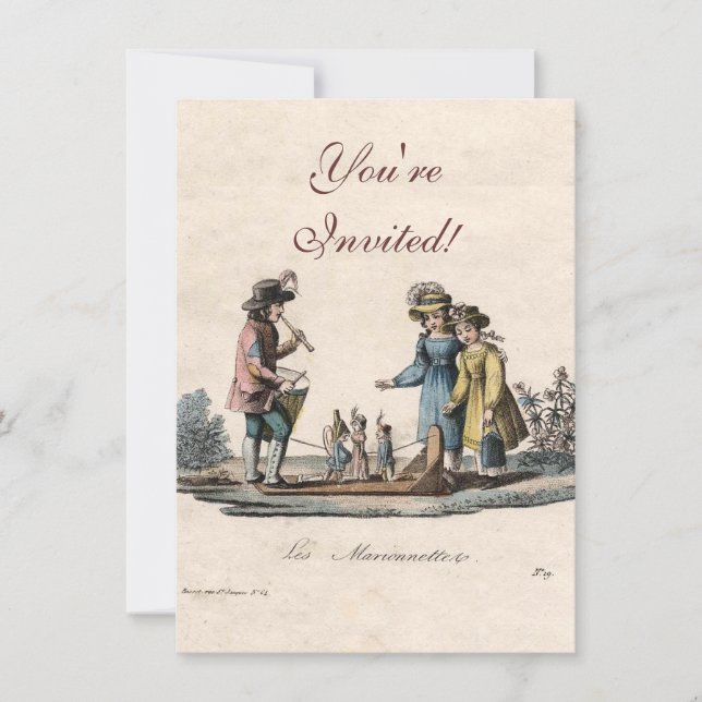 Antique Puppet Children Show Dance Invitation (Front)