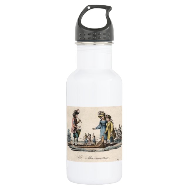 Antique Puppet Children Show Dance Stainless Steel Water Bottle (Front)