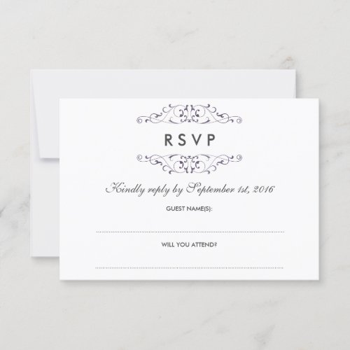 Antique Purple Flourish Wedding RSVP