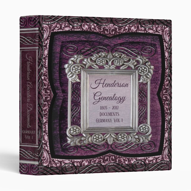 Antique Purple Genealogy Family Tree Binder Album (Front/Spine)