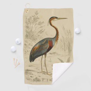 Antique Purple Heron Travies Edouard Print Golf Towel