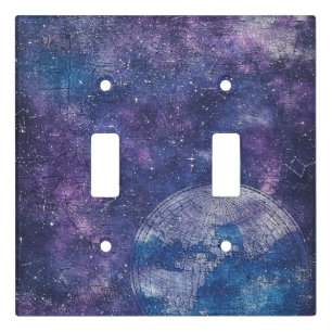 Antique Purple Star Chart World Map Light Switch Cover